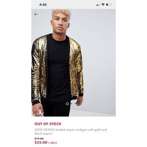 Asos Men’s Knitted Black and Gold sequin Cardigan